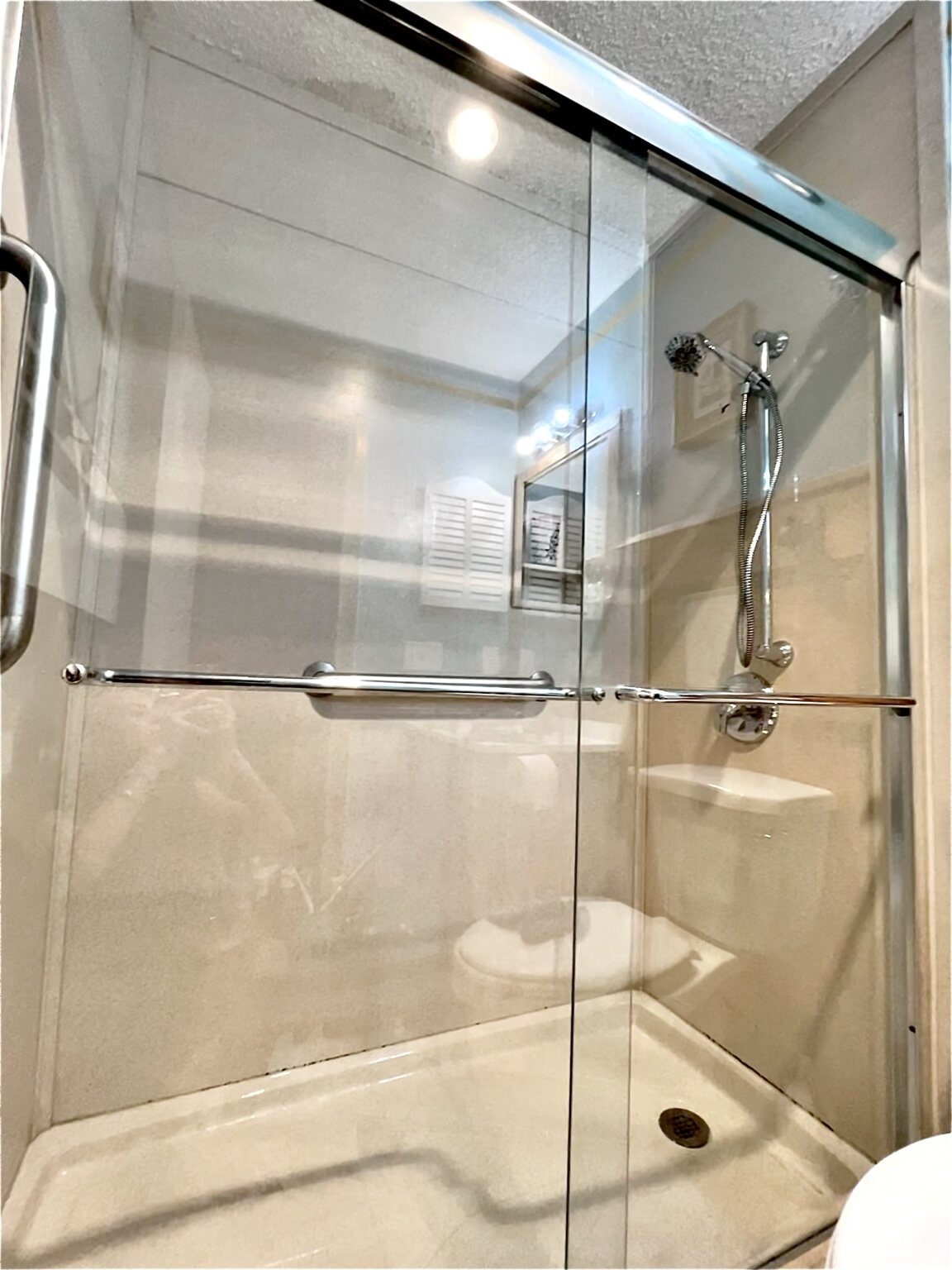 Glass shower after cleaning