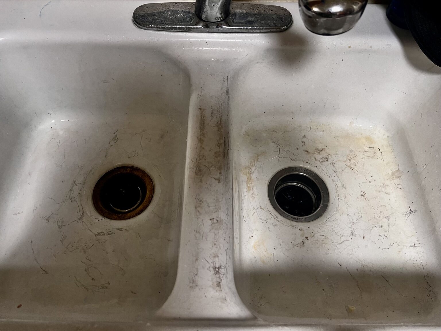 Kitchen sink before cleaning